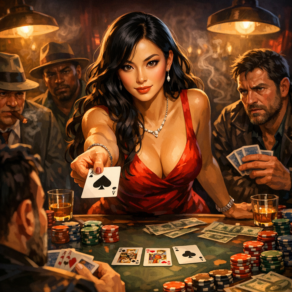The card table after another devastating victory, chips and cards scattered